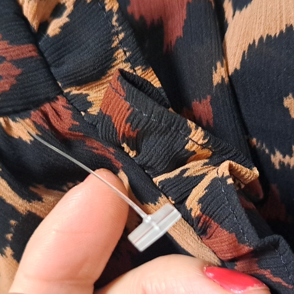 J. Crew Animal Print Ruffle Shoulder Tie At The Neck Lined Dress. Size XXS NWOT - Picture 13 of 14